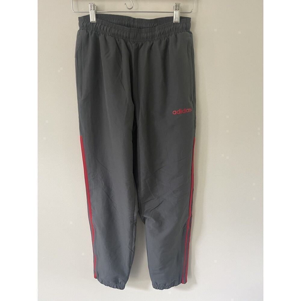 Adidas Mens Size Small Samson Track Pants Black Red Stripes Zip Leg Joggers